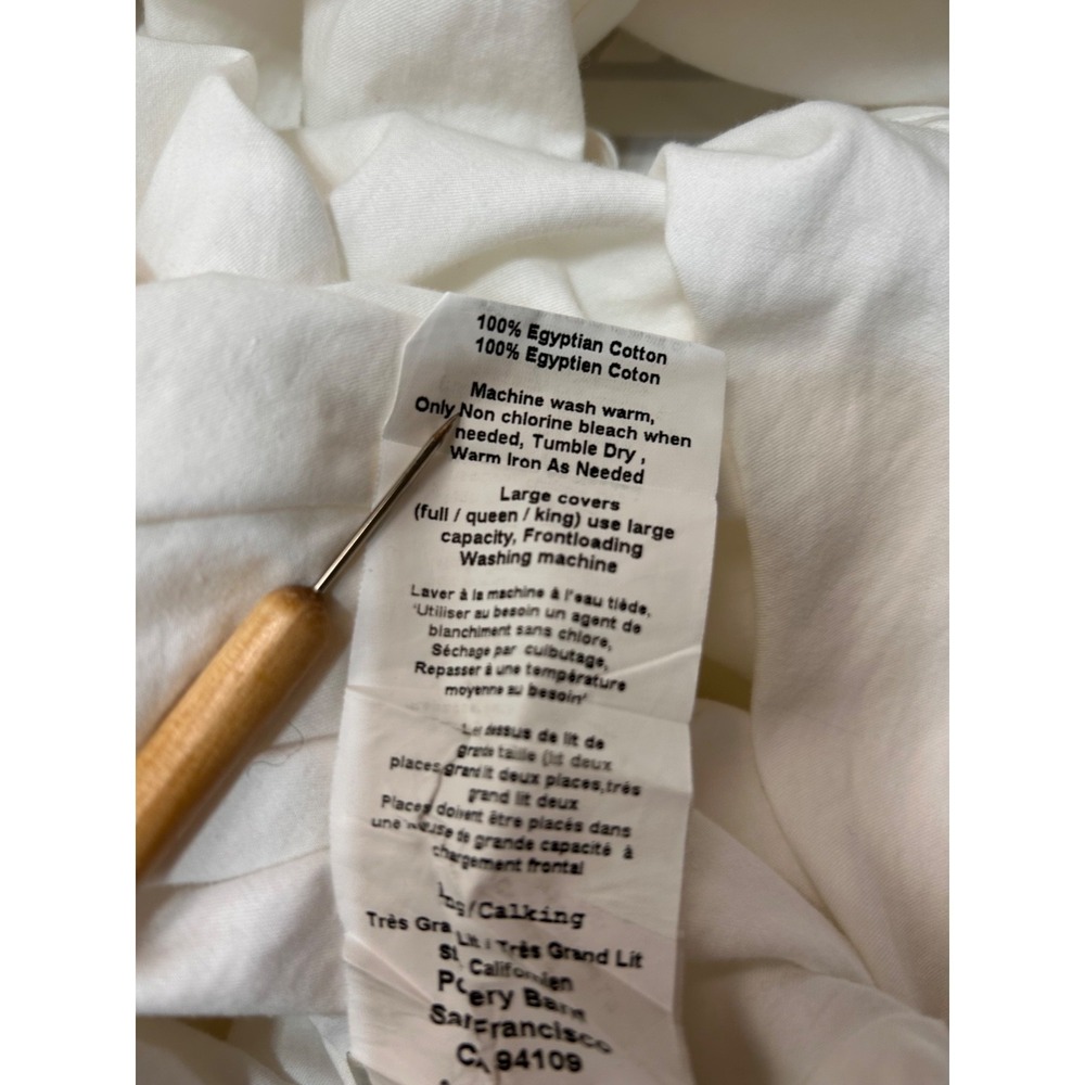 Pottery Barn Essential King Cal King Duvet Cover White Cotton w/ 2 Pleats 1 Flat - Picture 10 of 15